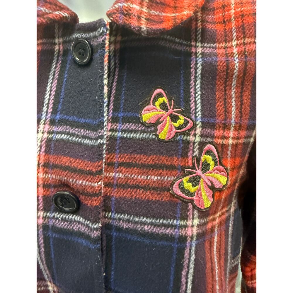 Lot Girls H&M Gymboree Coat M L 9/10 12 Winter Church Dress Coats Orange Plaid - Picture 6 of 9